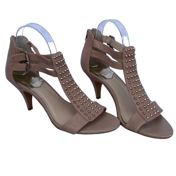 Vince Camuto Minter Pink Leather Studded Open Toe Strappy Sandal Size 8 1/2M - Picture 1 of 14